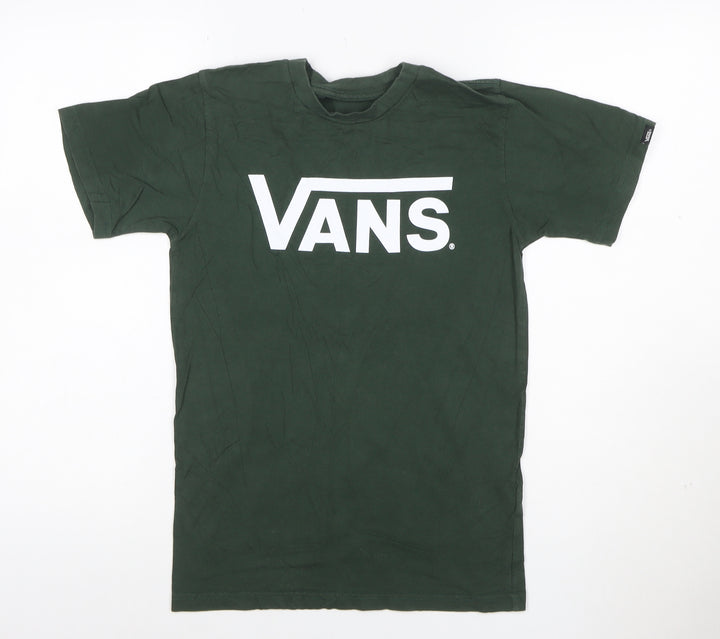 Vans Men's Green XS Graphic Logo Cotton Crew Neck T-Shirt