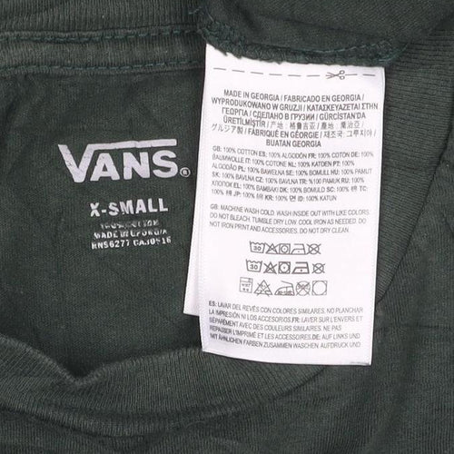 Vans Men's Green XS Graphic Logo Cotton Crew Neck T-Shirt
