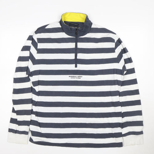 Marshall Artist Men's Blue White Striped 3XL 1/2 Zip Sweatshirt