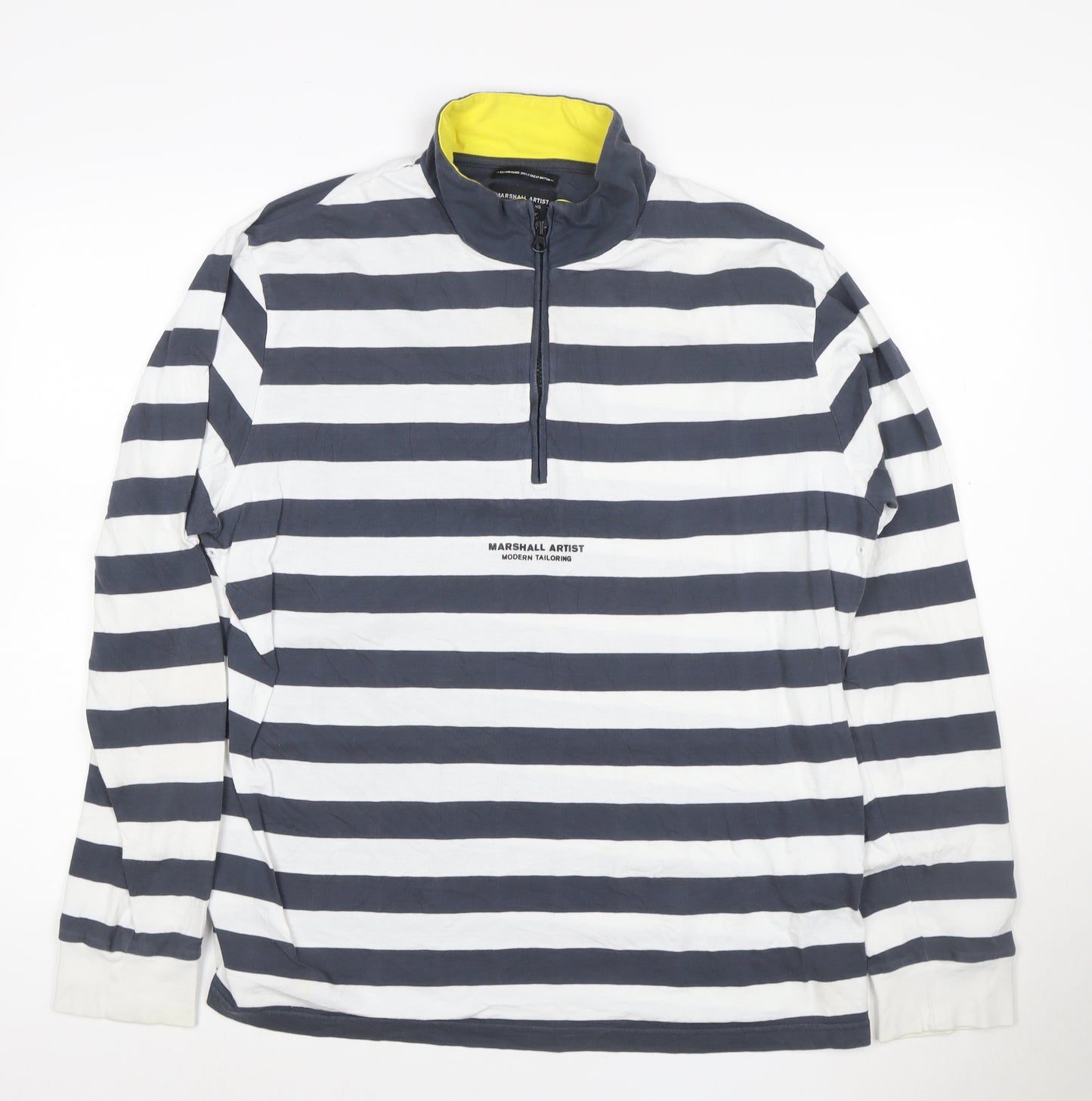 Marshall Artist Men's Blue White Striped 3XL 1/2 Zip Sweatshirt
