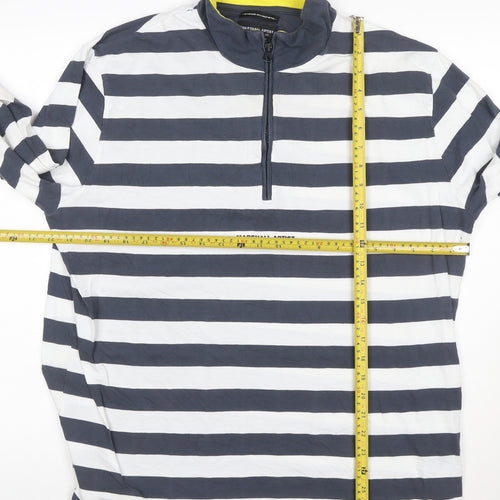 Marshall Artist Men's Blue White Striped 3XL 1/2 Zip Sweatshirt