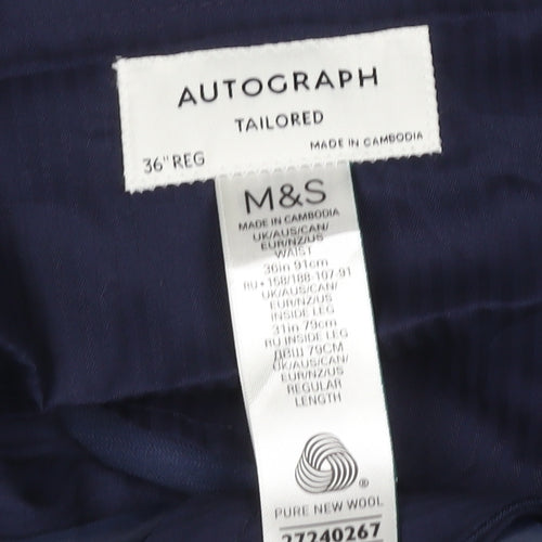 Marks and Spencer Autograph Men's Blue Wool Dress Trousers 36R