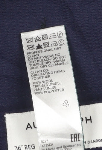 Marks and Spencer Autograph Men's Blue Wool Dress Trousers 36R