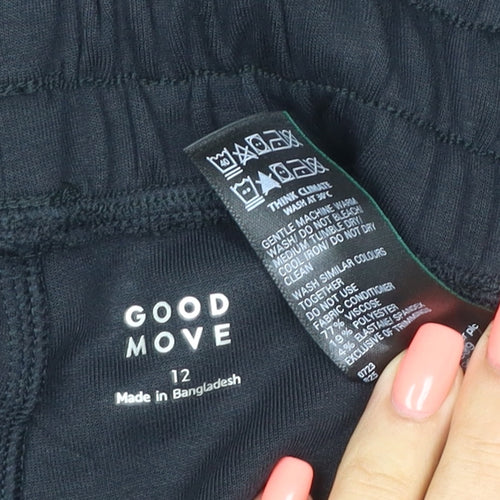 Marks and Spencer Goodmove Women's Black Size 12 Wide-Leg Activewear Trousers