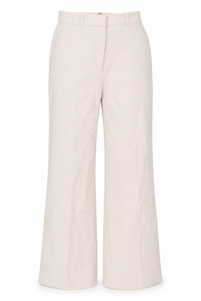 Front view of Zara Women's Beige XS Wide-Leg Trousers Polyester Viscose Blend