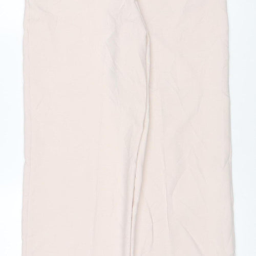 Zara Women's Beige XS Wide-Leg Trousers Polyester Viscose Blend