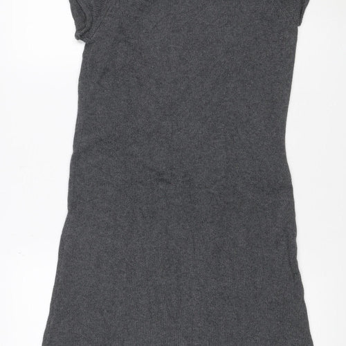 Hush Women Grey S/M Short Sleeve Knit Jumper Dress
