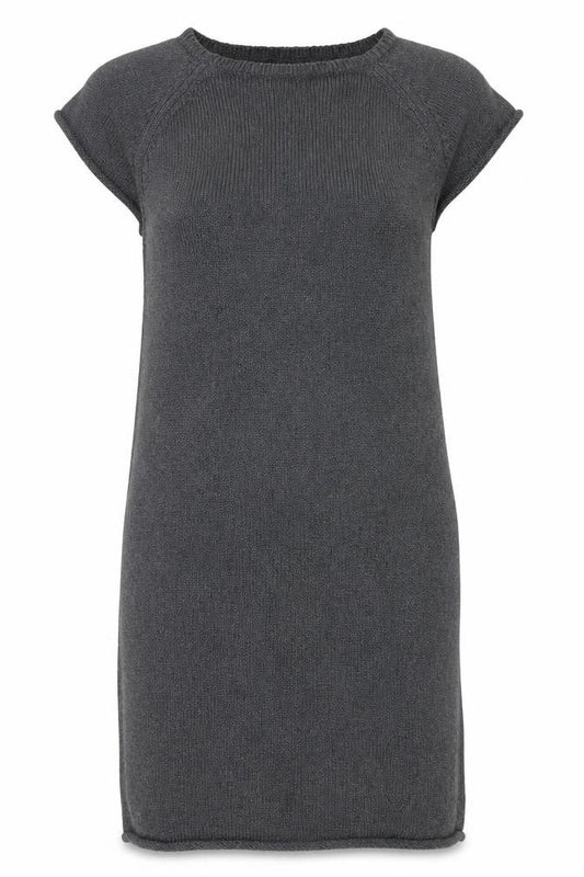 Front view of Hush Women Grey S/M Short Sleeve Knit Jumper Dress