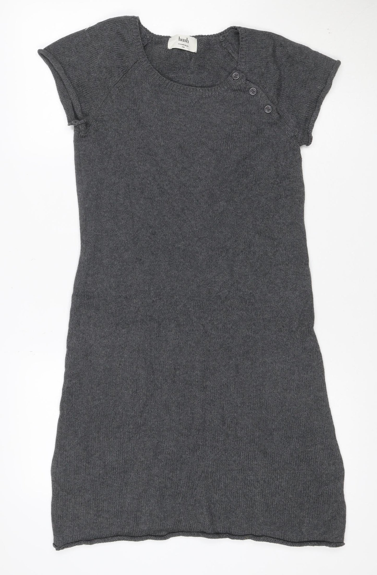 Hush Women Grey S/M Short Sleeve Knit Jumper Dress