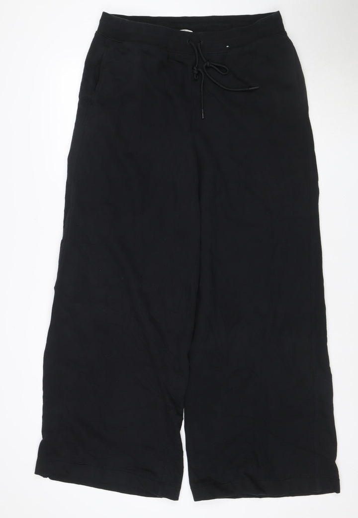 Marks and Spencer Women Black Size 16 Long Wide-Leg Walking Trousers