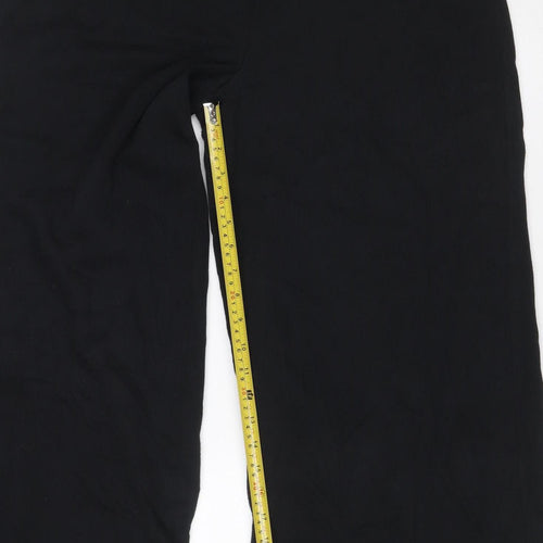 Marks and Spencer Women Black Size 16 Long Wide-Leg Walking Trousers