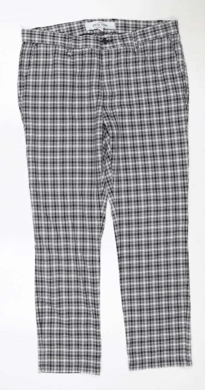 Topman Men's Black Check Skinny Trousers W34 L30