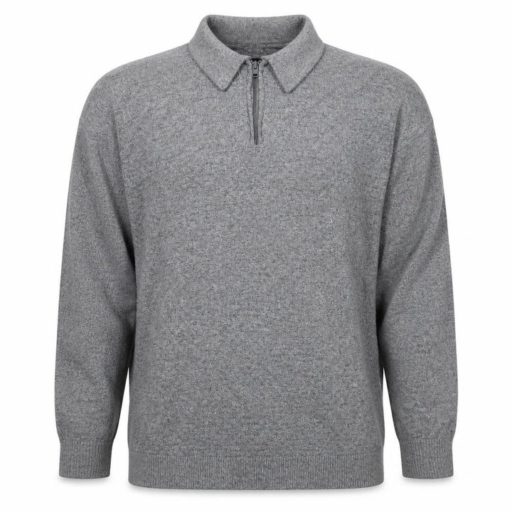 Hollister Men's Grey Collared 1/2 Zip Knit Jumper Size L