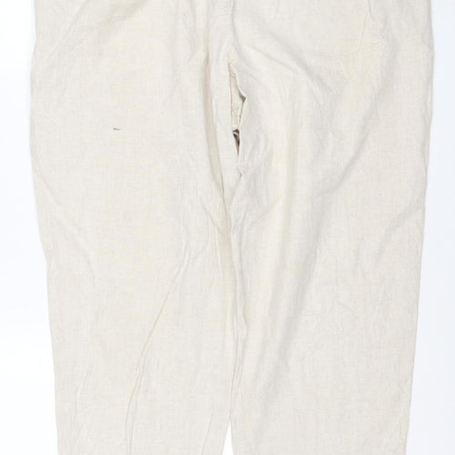 Marks and Spencer St Michael Womens Beige Linen Wide-Leg Trousers UK 20