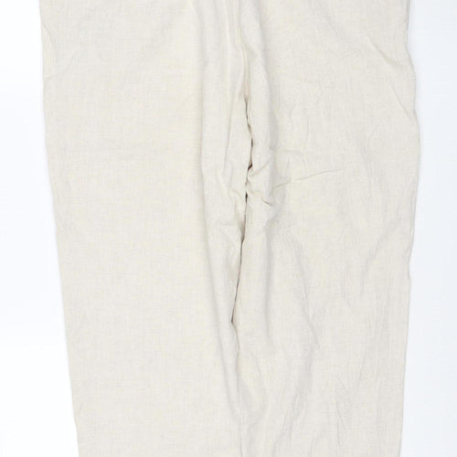 Marks and Spencer St Michael Womens Beige Linen Wide-Leg Trousers UK 20