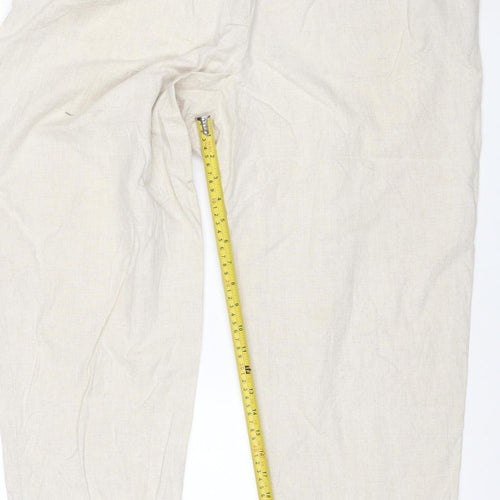 Marks and Spencer St Michael Womens Beige Linen Wide-Leg Trousers UK 20