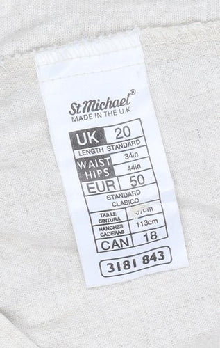 Marks and Spencer St Michael Womens Beige Linen Wide-Leg Trousers UK 20