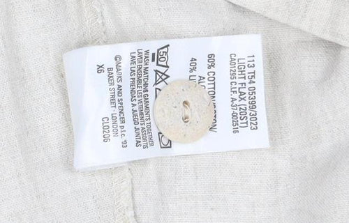 Marks and Spencer St Michael Womens Beige Linen Wide-Leg Trousers UK 20