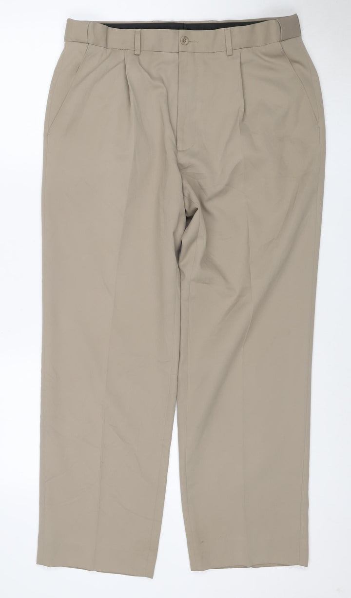 Debenhams Women Beige 24 Short Straight Leg Polyester Trousers