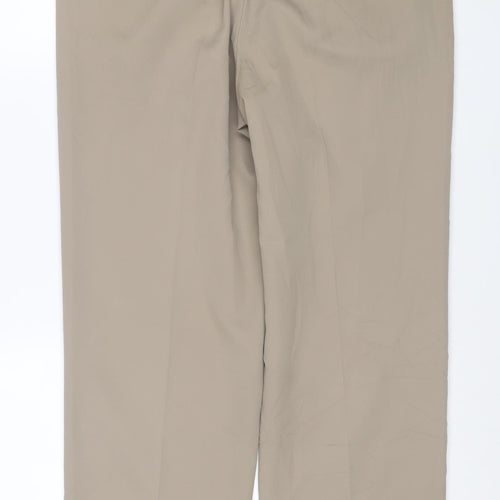 Debenhams Women Beige 24 Short Straight Leg Polyester Trousers