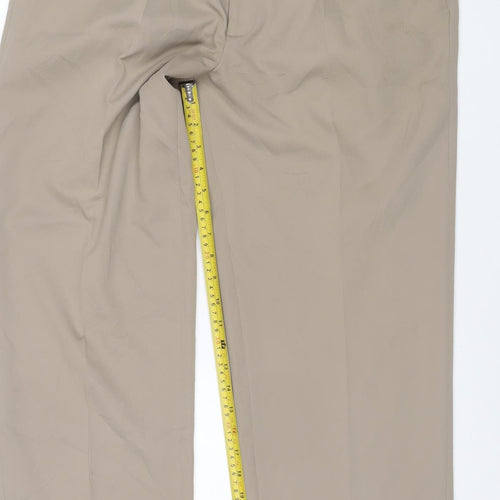 Debenhams Women Beige 24 Short Straight Leg Polyester Trousers