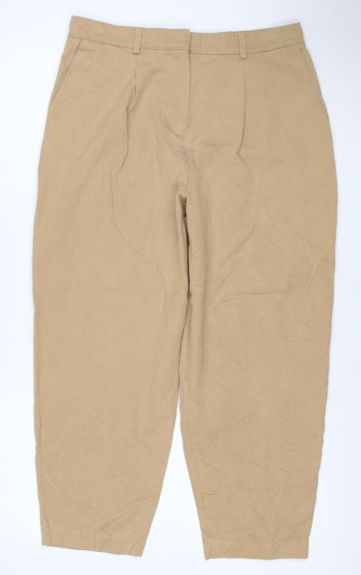 Marks and Spencer Women Beige Chino Trousers Size 14 Regular