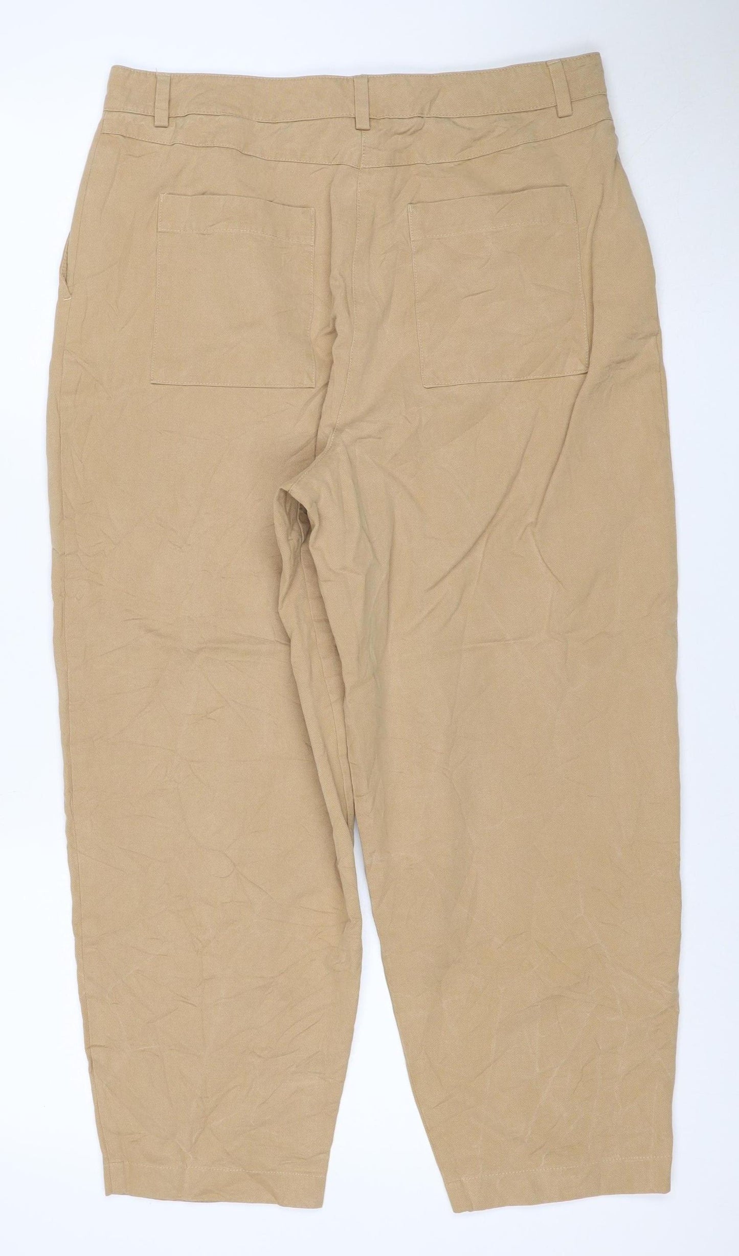 Marks and Spencer Women Beige Chino Trousers Size 14 Regular