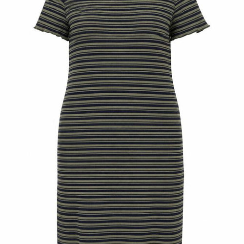 Marks and Spencer Women’s Green Striped Roll Neck Jersey T-Shirt Dress Size 20