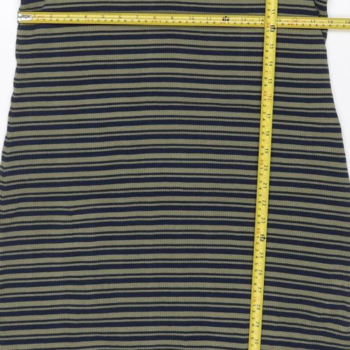 Marks and Spencer Women’s Green Striped Roll Neck Jersey T-Shirt Dress Size 20