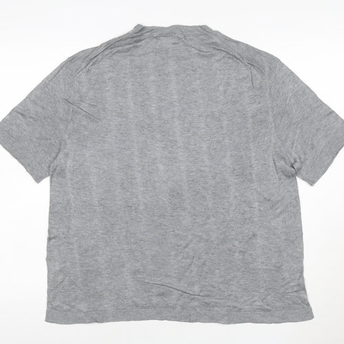 Zara Women Grey Mock Neck Short Sleeve Modal T-Shirt Size S