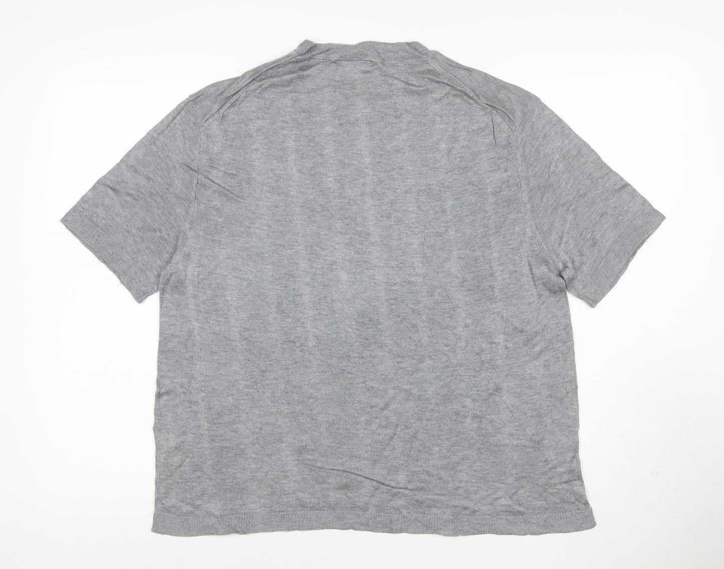 Zara Women Grey Mock Neck Short Sleeve Modal T-Shirt Size S