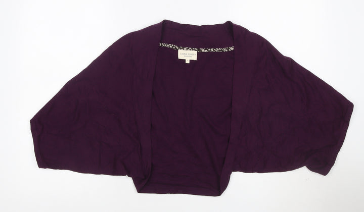 Laura Ashley Women Purple Cotton Shrug S Relaxed Fit Lightweight Knit