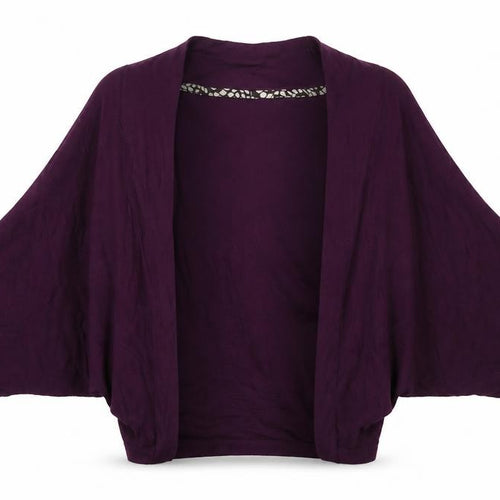 Laura Ashley Women Purple Cotton Shrug S Relaxed Fit Lightweight Knit