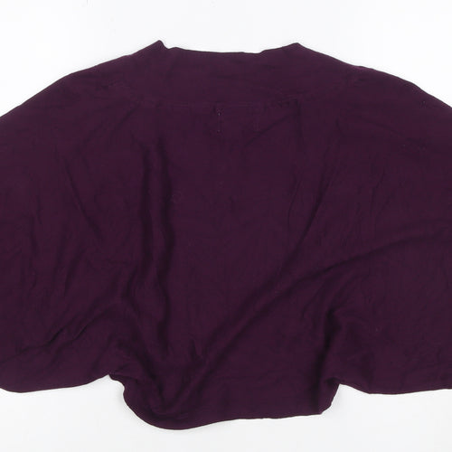 Laura Ashley Women Purple Cotton Shrug S Relaxed Fit Lightweight Knit