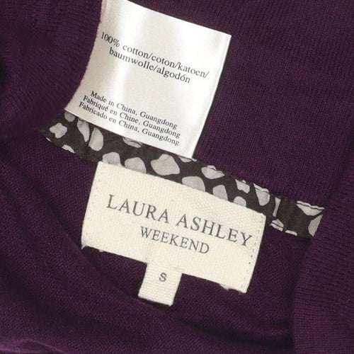 Laura Ashley Women Purple Cotton Shrug S Relaxed Fit Lightweight Knit