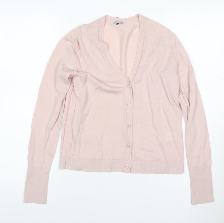 Jigsaw Women's Pink Wool V-Neck Button Cardigan Size S