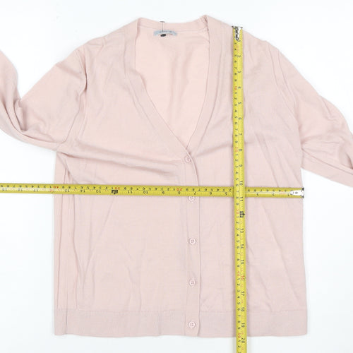 Jigsaw Women's Pink Wool V-Neck Button Cardigan Size S