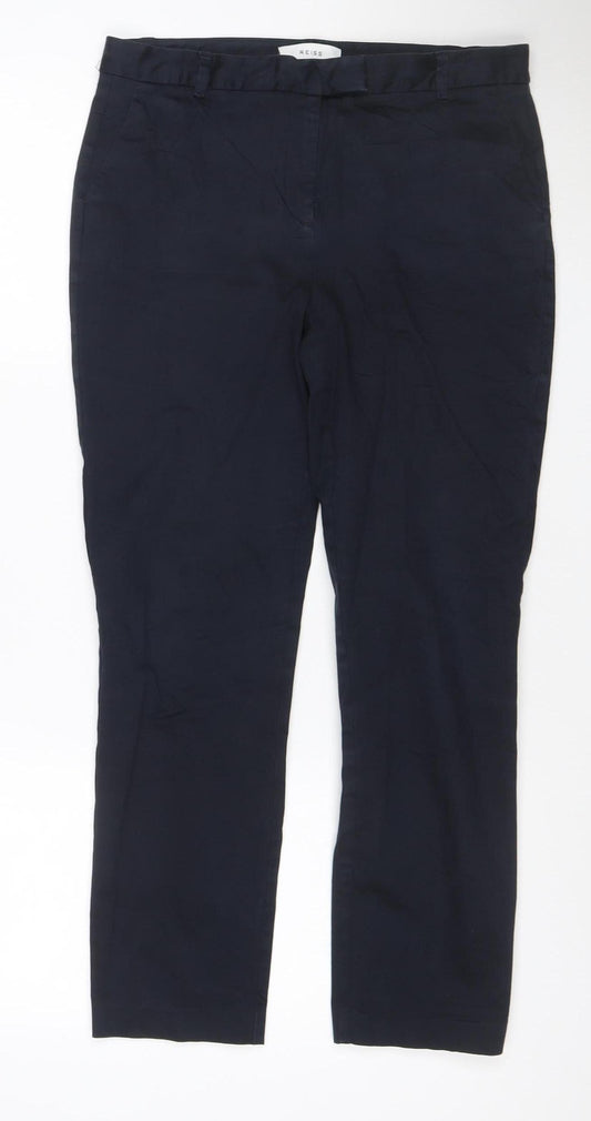 Reiss Womens Black Chino Trousers Size 12 Regular Fit Work Wear
