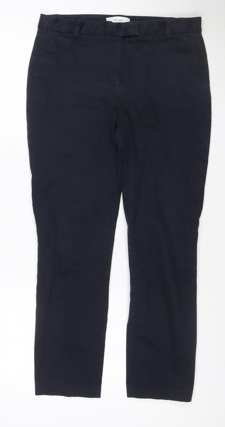 Reiss Womens Black Chino Trousers Size 12 Regular Fit Work Wear