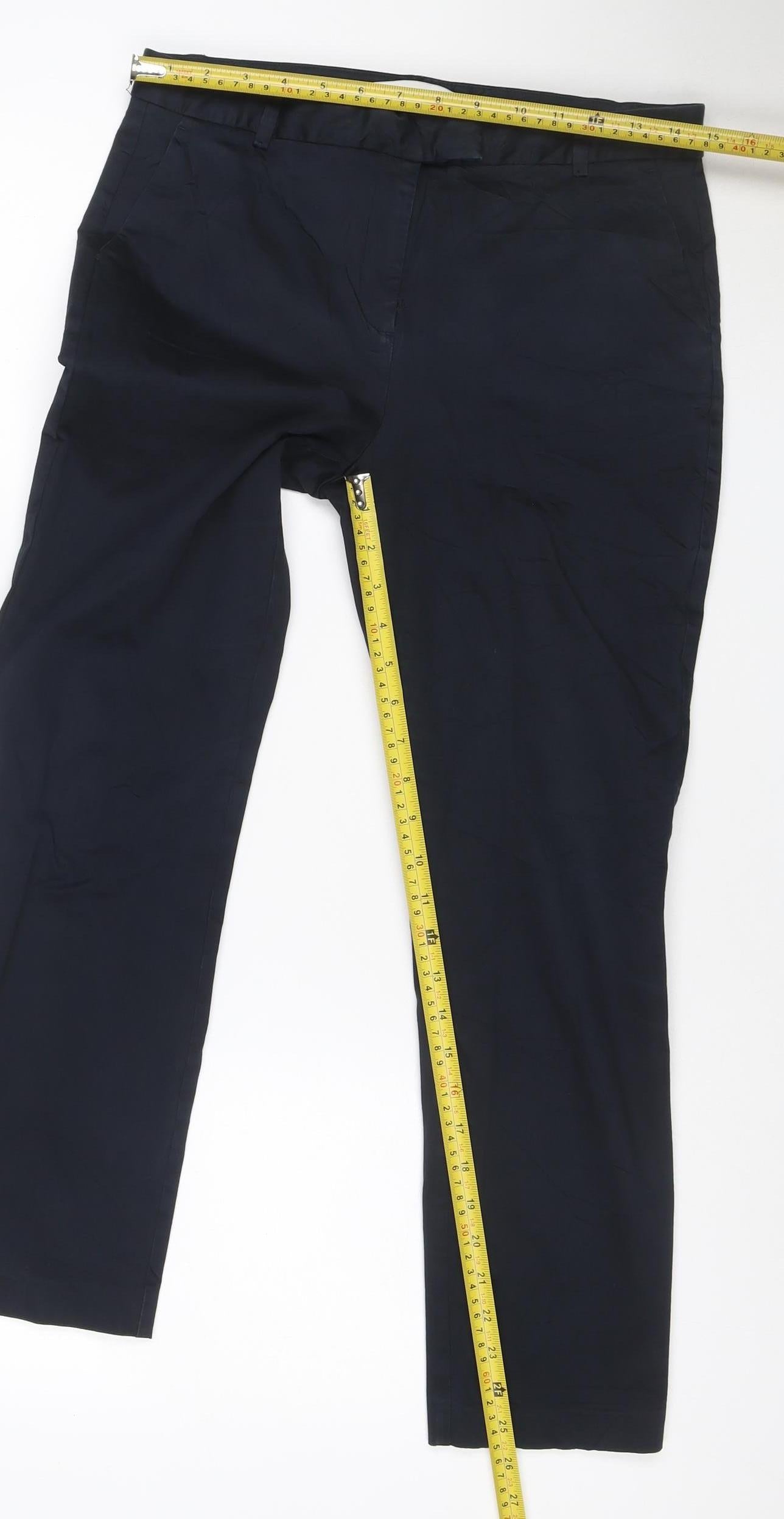Reiss Womens Black Chino Trousers Size 12 Regular Fit Work Wear
