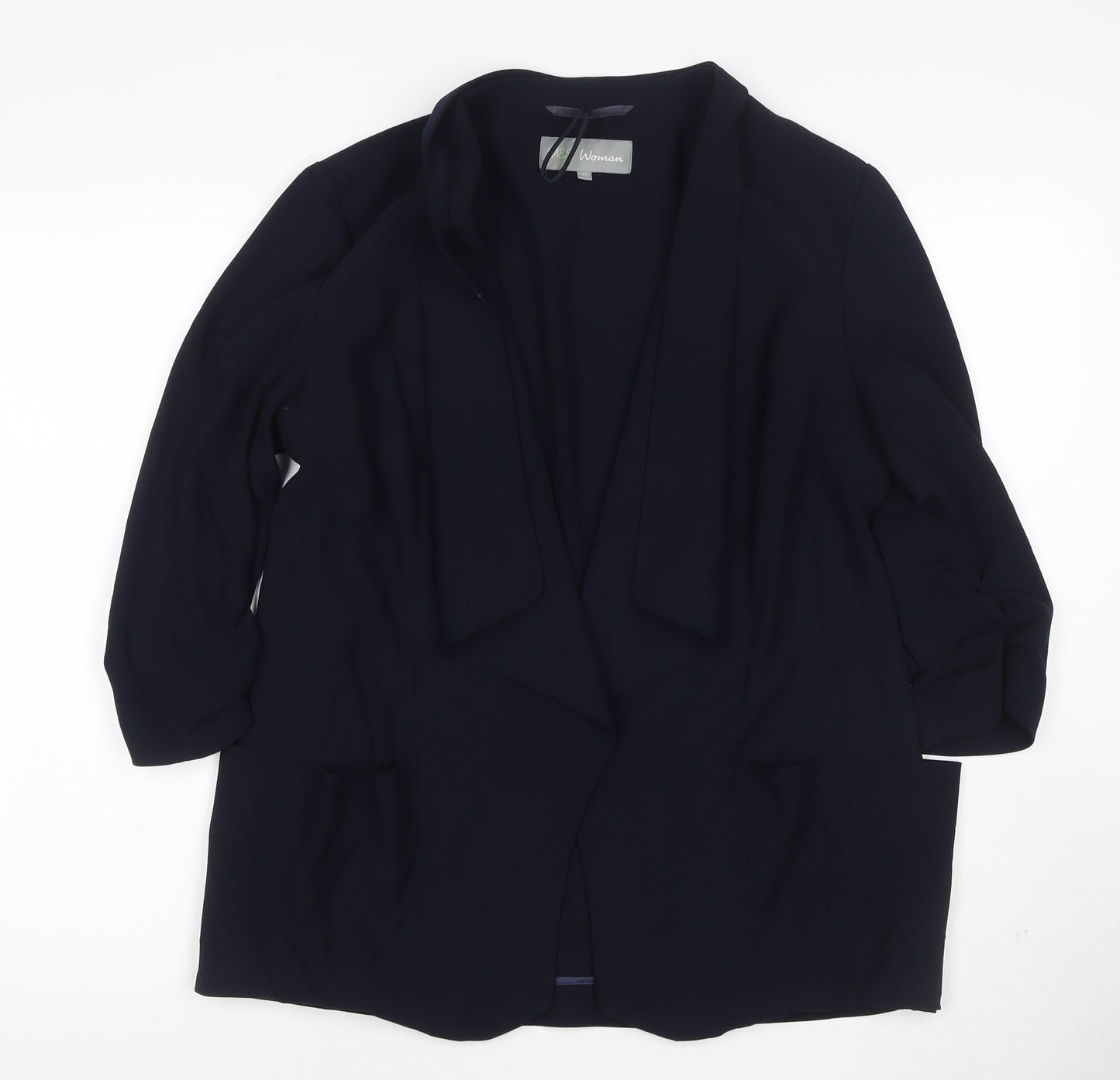 Marks and Spencer Womens Blue Size 12 Shawl Blazer Jacket