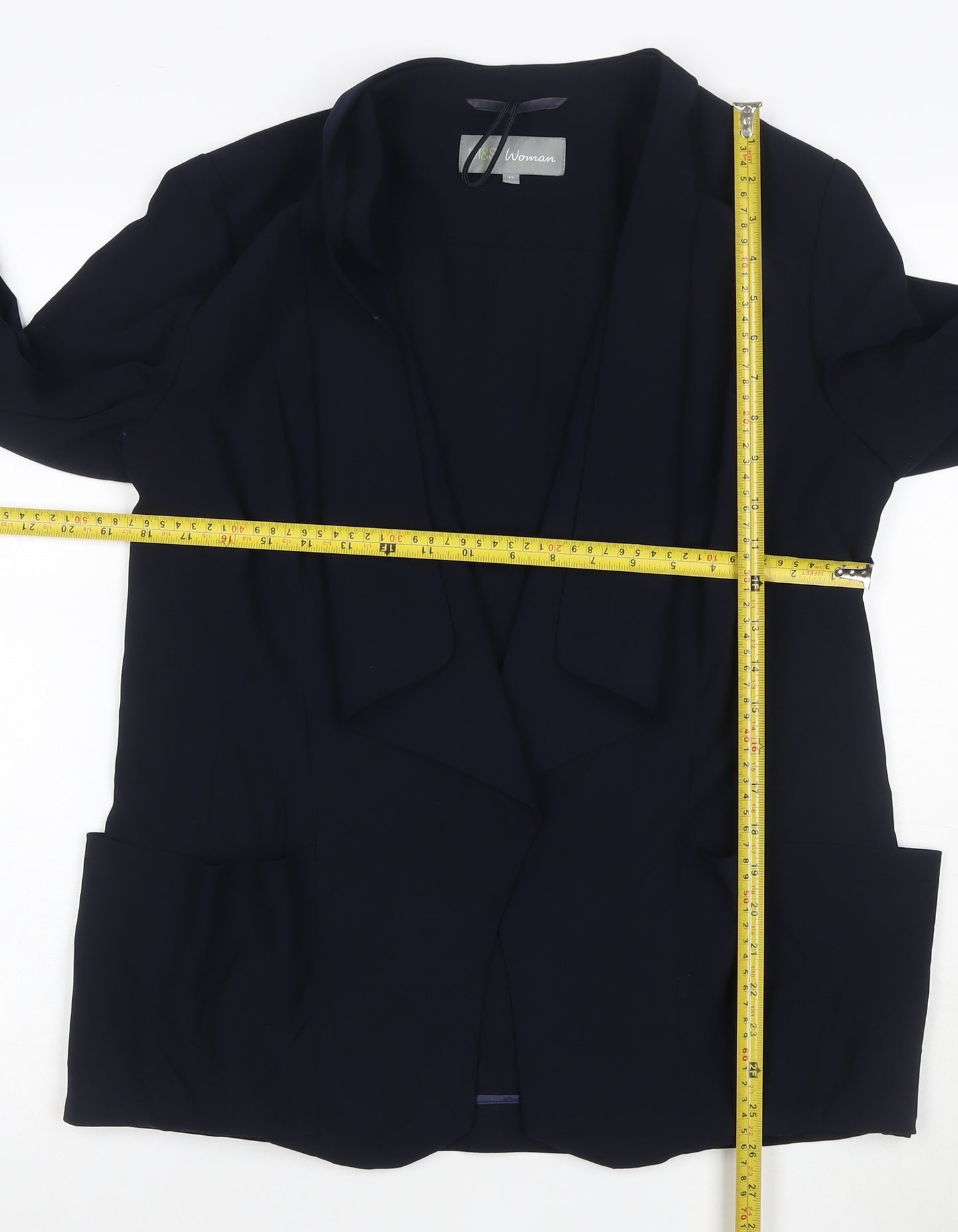 Marks and Spencer Womens Blue Size 12 Shawl Blazer Jacket