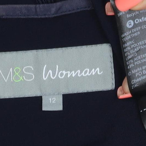Marks and Spencer Womens Blue Size 12 Shawl Blazer Jacket