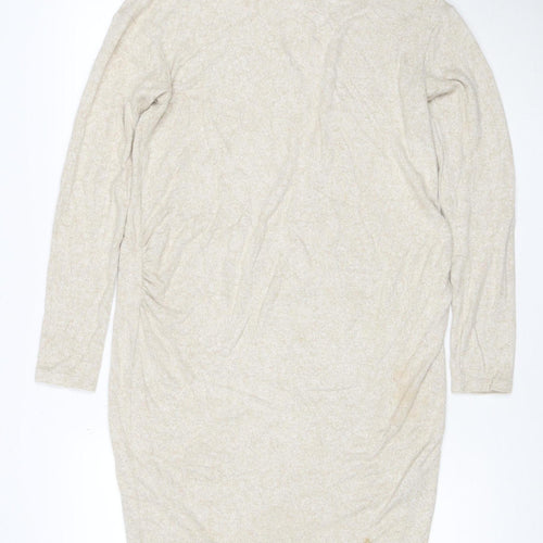H&M MAMA Beige Knit Roll Neck Maternity Bodycon Dress Size 12