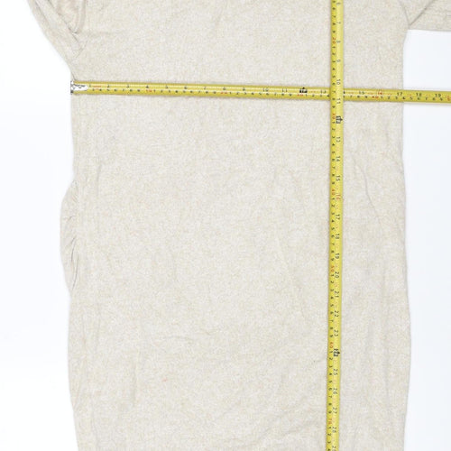 H&M MAMA Beige Knit Roll Neck Maternity Bodycon Dress Size 12