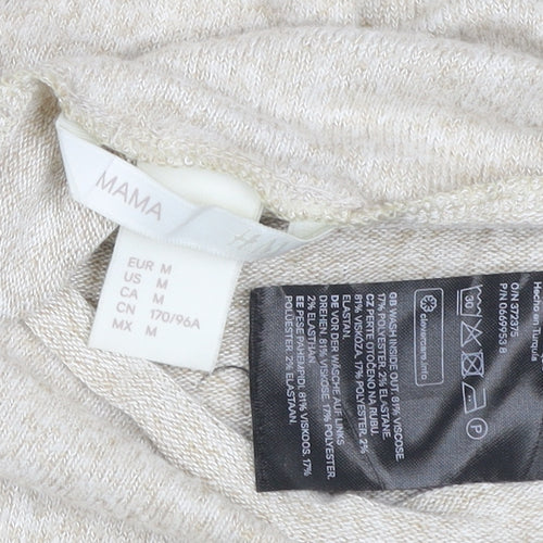 H&M MAMA Beige Knit Roll Neck Maternity Bodycon Dress Size 12