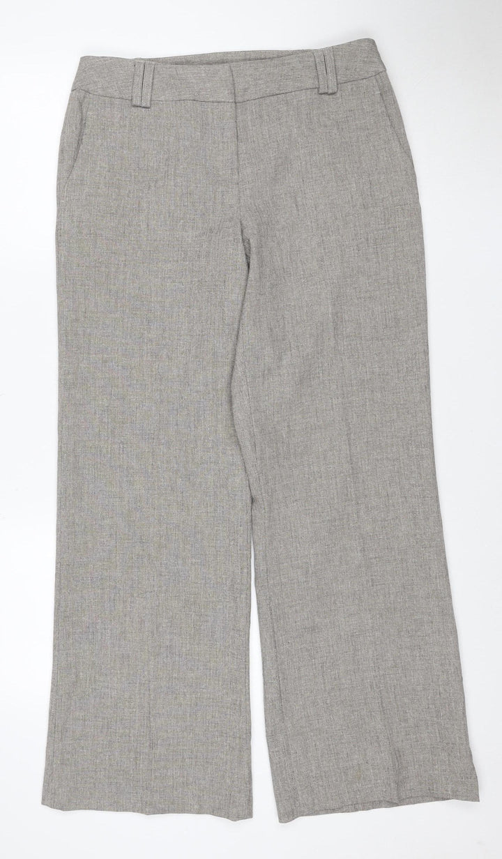 Dorothy Perkins Women’s Grey Wide-Leg Linen Blend Trousers Size 12
