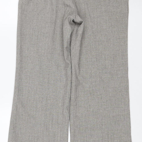 Dorothy Perkins Women’s Grey Wide-Leg Linen Blend Trousers Size 12