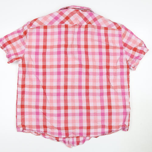 Brook Taverner Men's Pink Check Linen Cotton Short Sleeve Shirt XXL