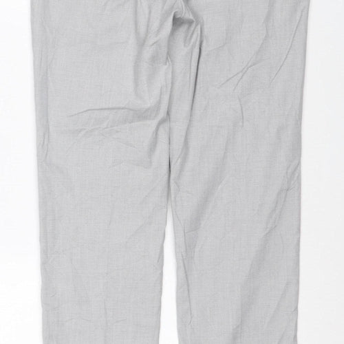 H&M Men's Grey Slim Fit Check Chino Trousers XS